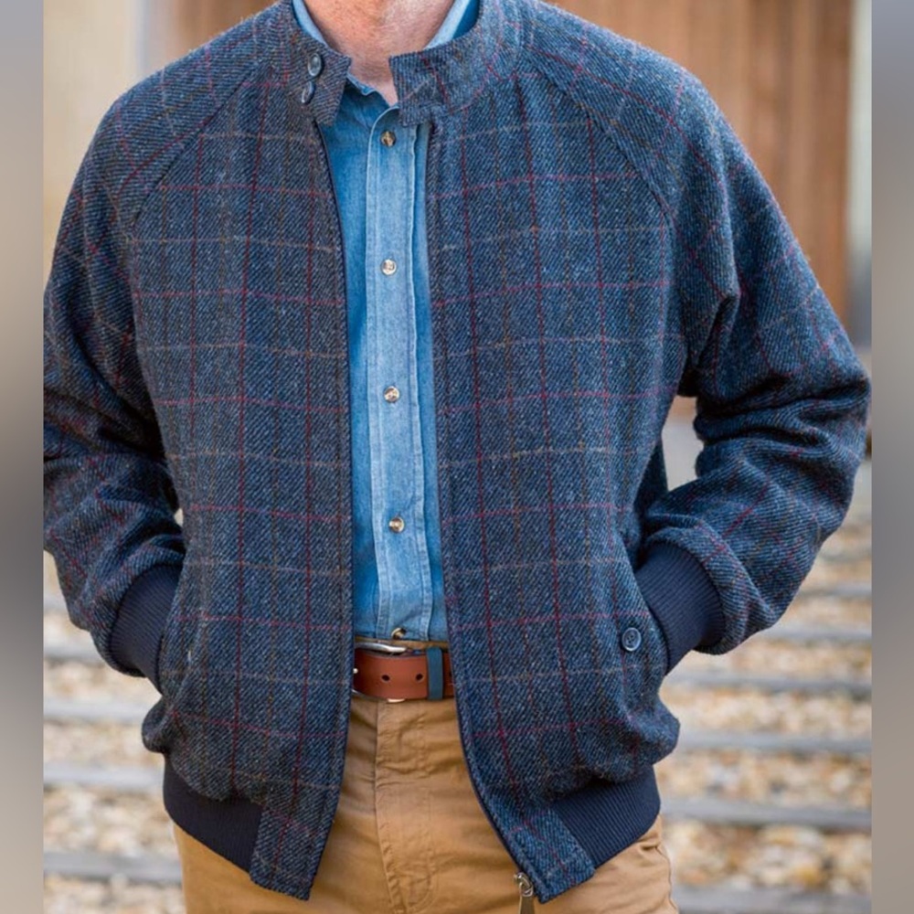 Men’s Peter Christian Navy Harris Tweed® Harrington Jacket size 42